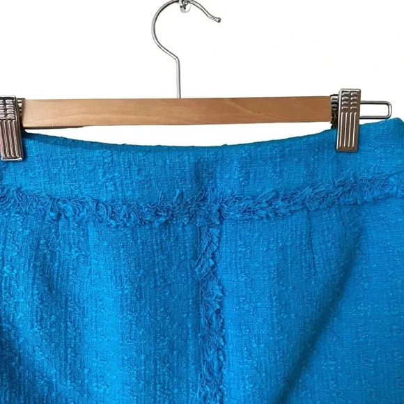 Proenza Schouler White Label Blue Tweed Fringe Mini Skirt Size 0 Cotton - Picture 7 of 11